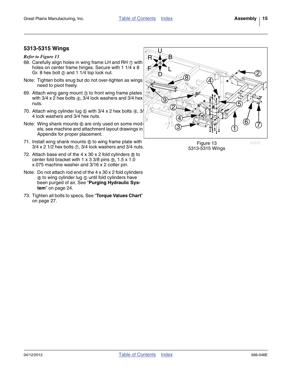 5313-5315 wings | Great Plains TC5319 Assembly Manual User Manual | Page 19 / 74