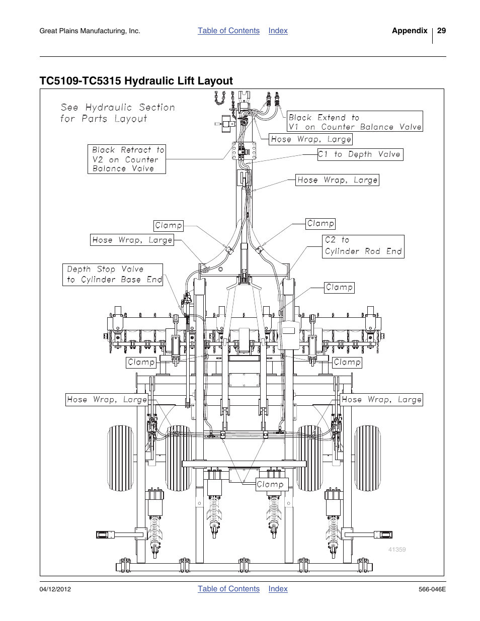 Tc5109-tc5315 hydraulic lift layout | Great Plains TC5319 Assembly Manual User Manual | Page 33 / 74