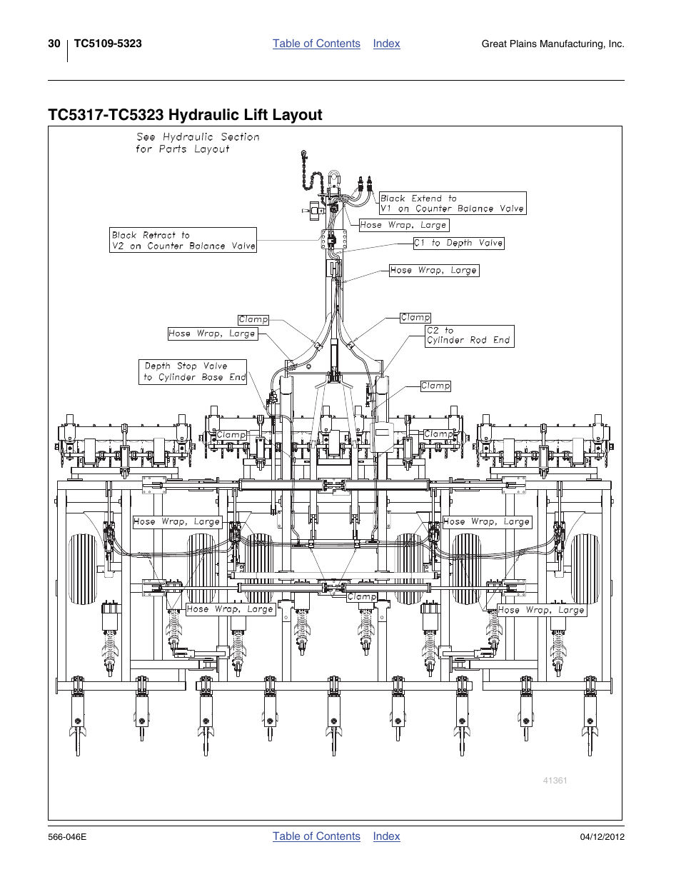Tc5317-tc5323 hydraulic lift layout | Great Plains TC5319 Assembly Manual User Manual | Page 34 / 74