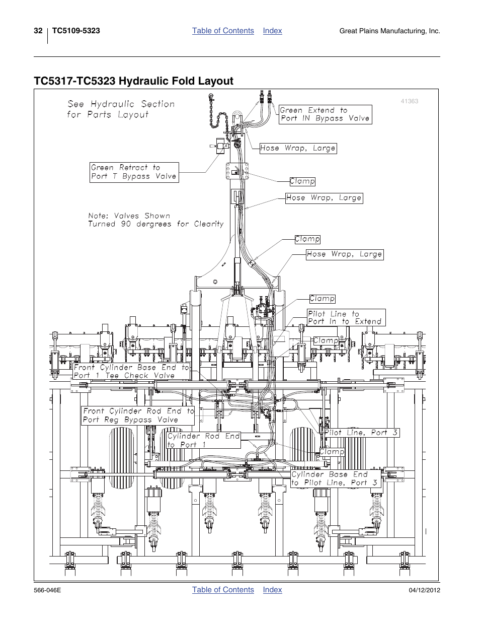 Tc5317-tc5323 hydraulic fold layout | Great Plains TC5319 Assembly Manual User Manual | Page 36 / 74