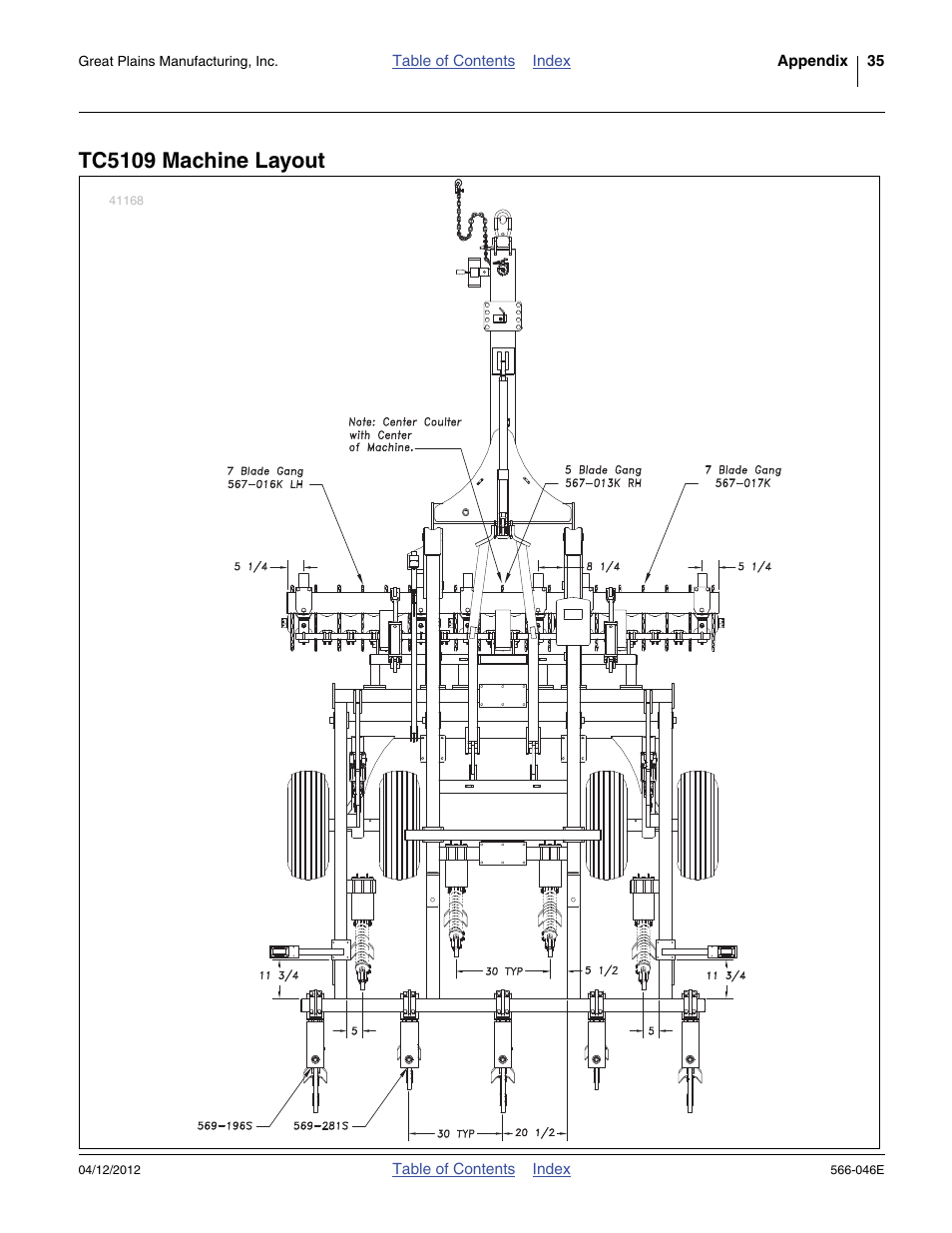 Tc5109 machine layout | Great Plains TC5319 Assembly Manual User Manual | Page 39 / 74