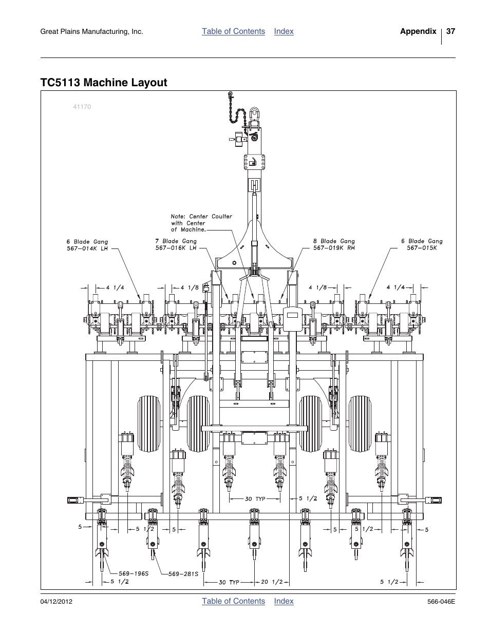 Tc5113 machine layout | Great Plains TC5319 Assembly Manual User Manual | Page 41 / 74
