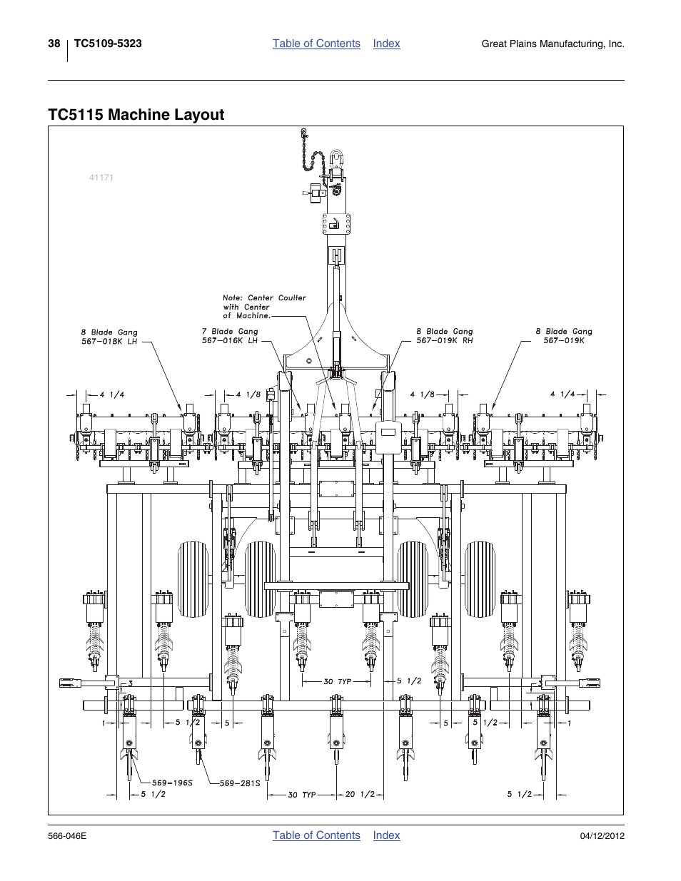 Tc5115 machine layout | Great Plains TC5319 Assembly Manual User Manual | Page 42 / 74