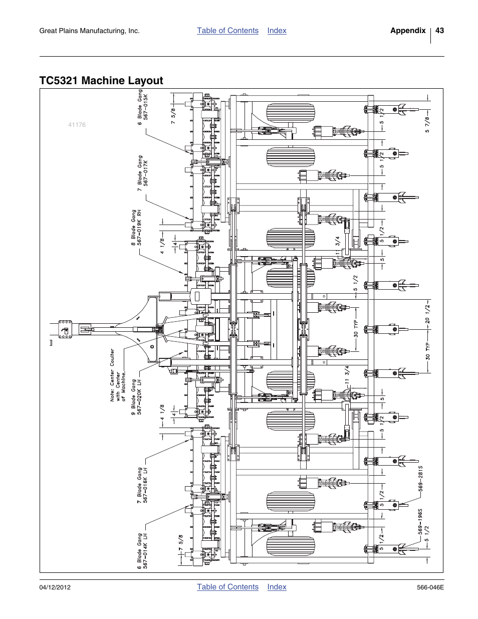 Tc5321 machine layout | Great Plains TC5319 Assembly Manual User Manual | Page 47 / 74