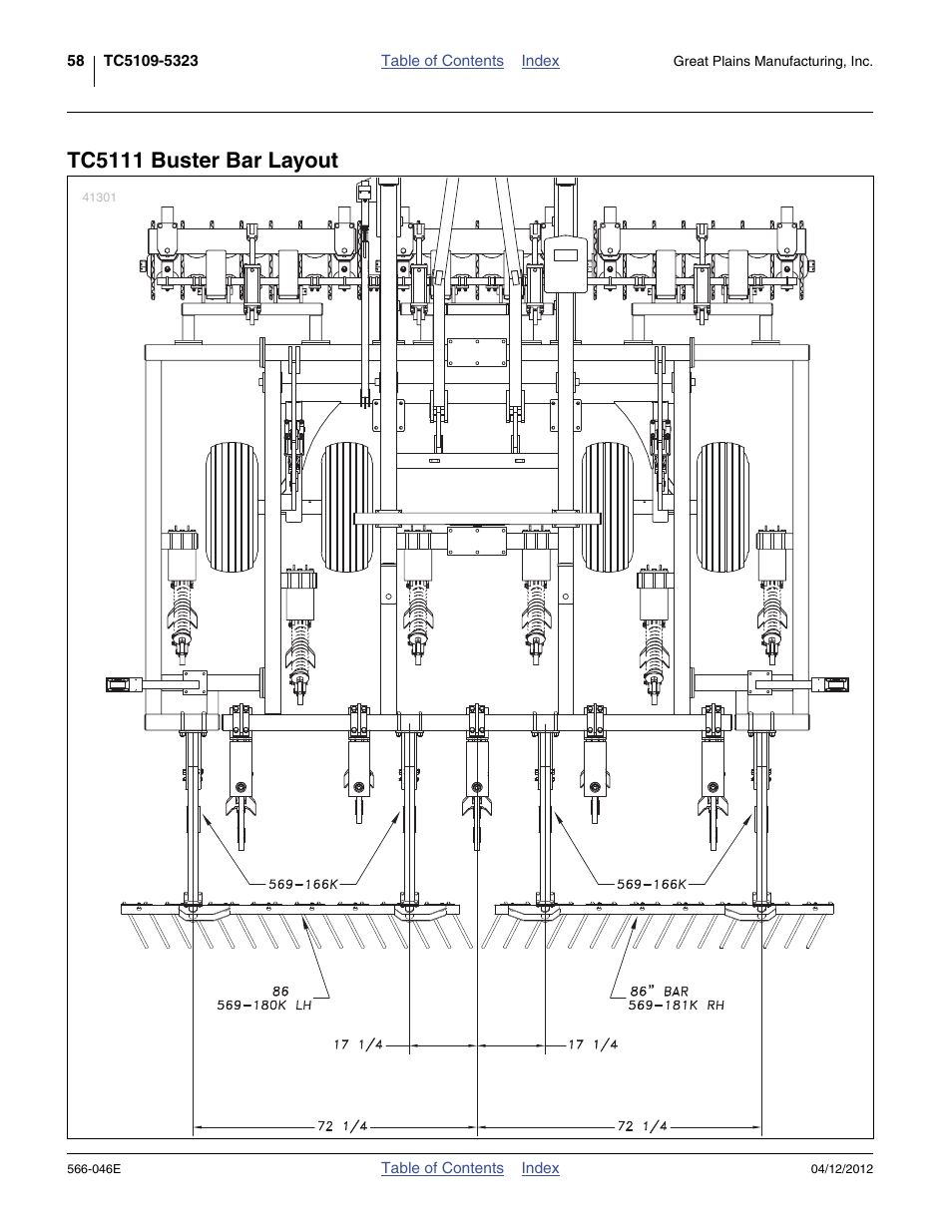 Tc5111 buster bar layout | Great Plains TC5319 Assembly Manual User Manual | Page 62 / 74