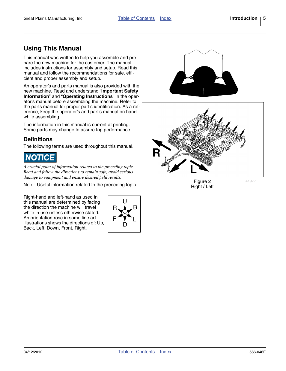 Using this manual, Definitions | Great Plains TC5319 Assembly Manual User Manual | Page 9 / 74