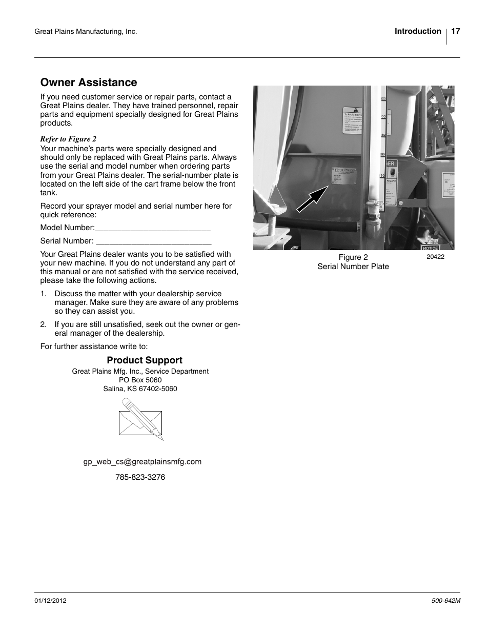 Owner assistance, Product support | Great Plains TSF1260 Operator Manual User Manual | Page 21 / 94