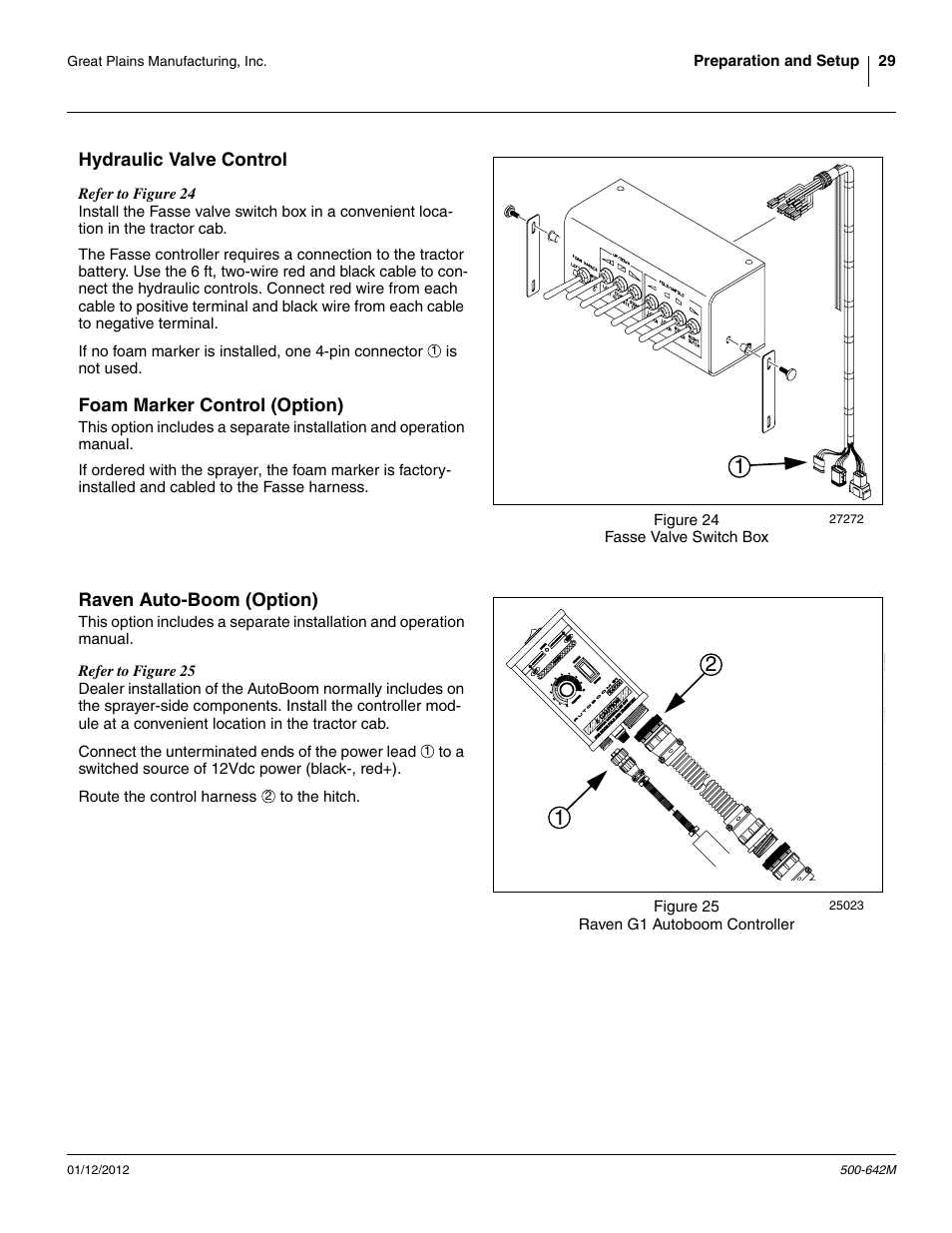 Hydraulic valve control, Foam marker control (option), Raven auto-boom (option) | Great Plains TSF1260 Operator Manual User Manual | Page 33 / 94