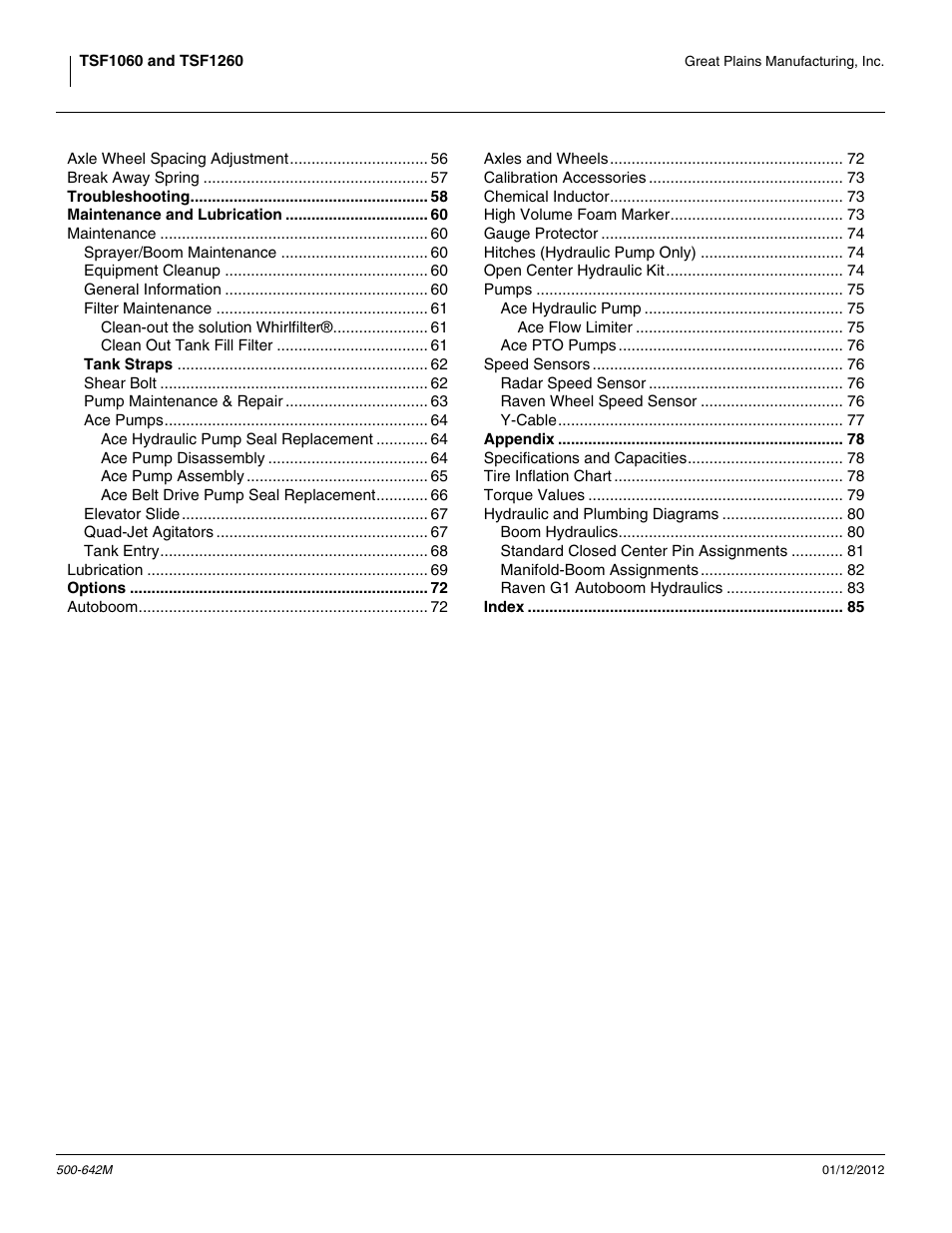 Great Plains TSF1260 Operator Manual User Manual | Page 4 / 94