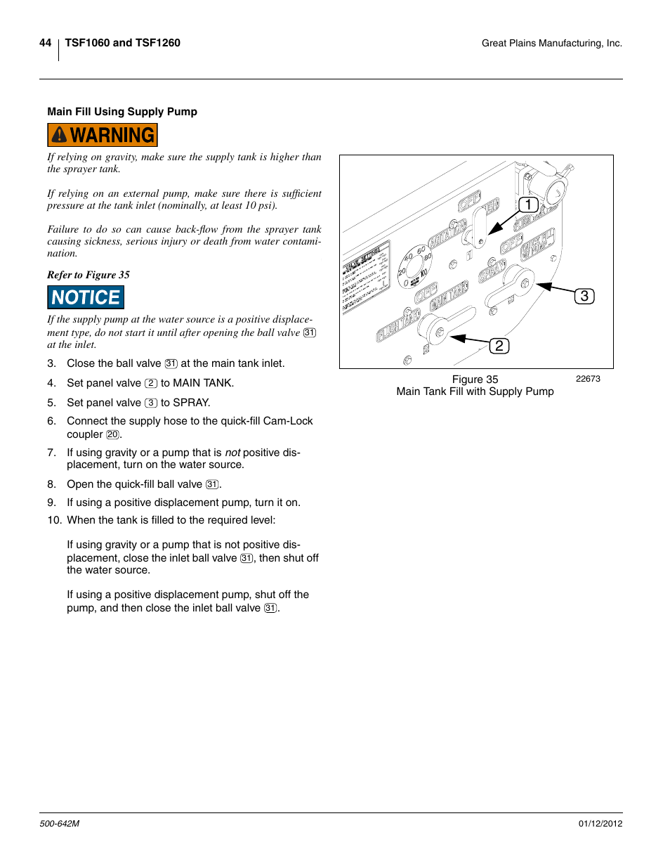 Main fill using supply pump | Great Plains TSF1260 Operator Manual User Manual | Page 48 / 94