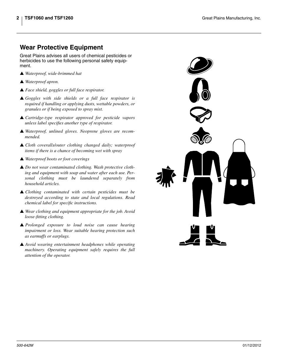 Wear protective equipment | Great Plains TSF1260 Operator Manual User Manual | Page 6 / 94