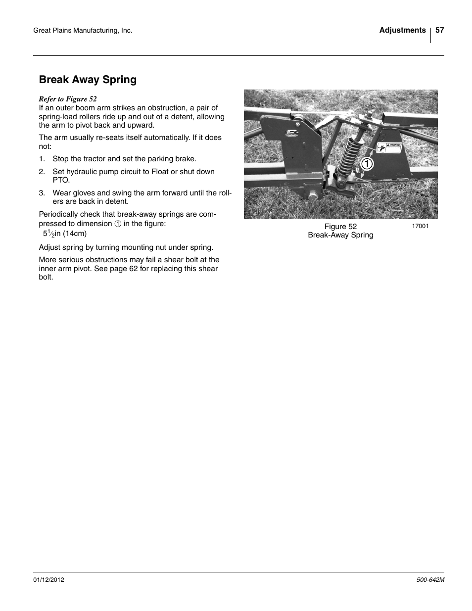 Break away spring | Great Plains TSF1260 Operator Manual User Manual | Page 61 / 94