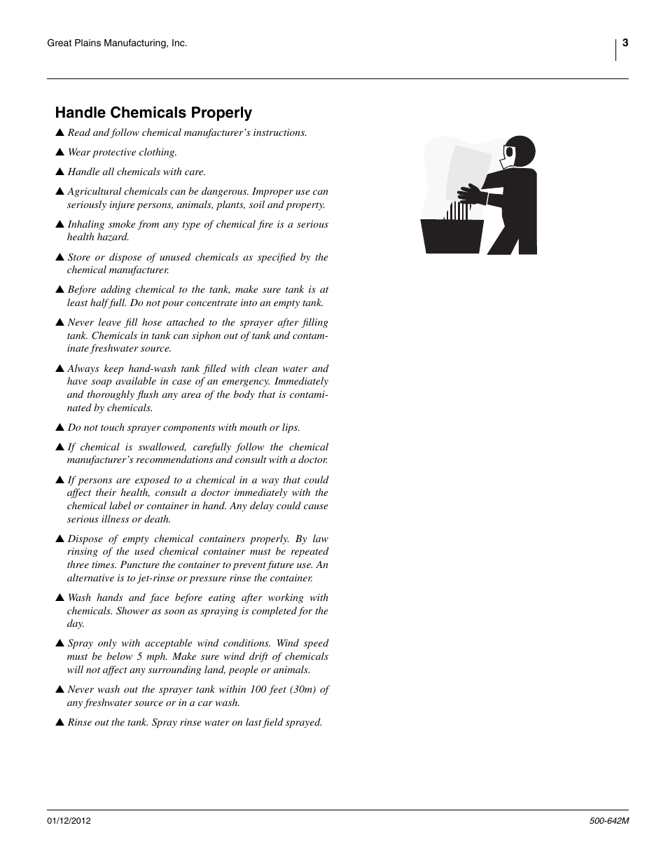 Handle chemicals properly | Great Plains TSF1260 Operator Manual User Manual | Page 7 / 94