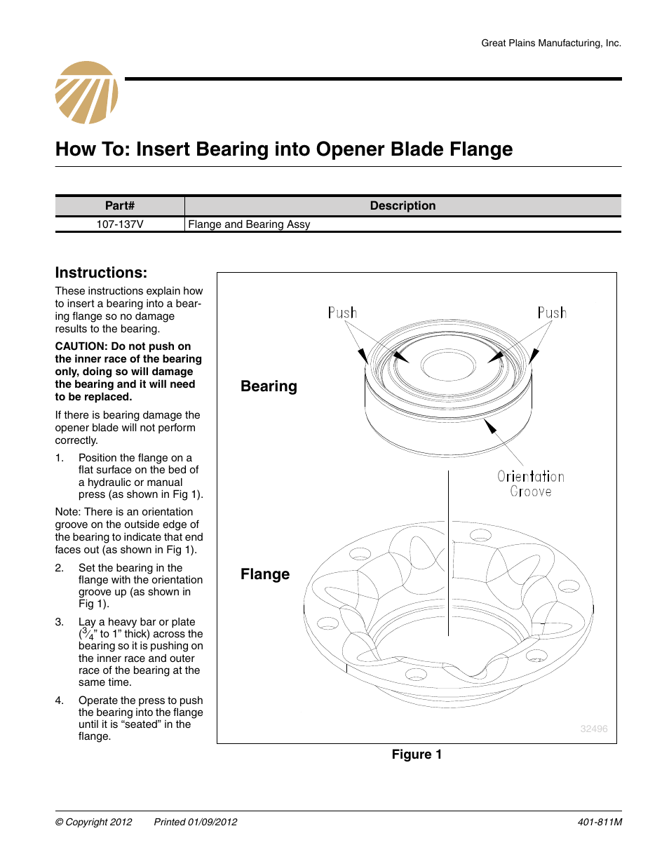 Great Plains 107-137V Bearing User Manual | 1 page