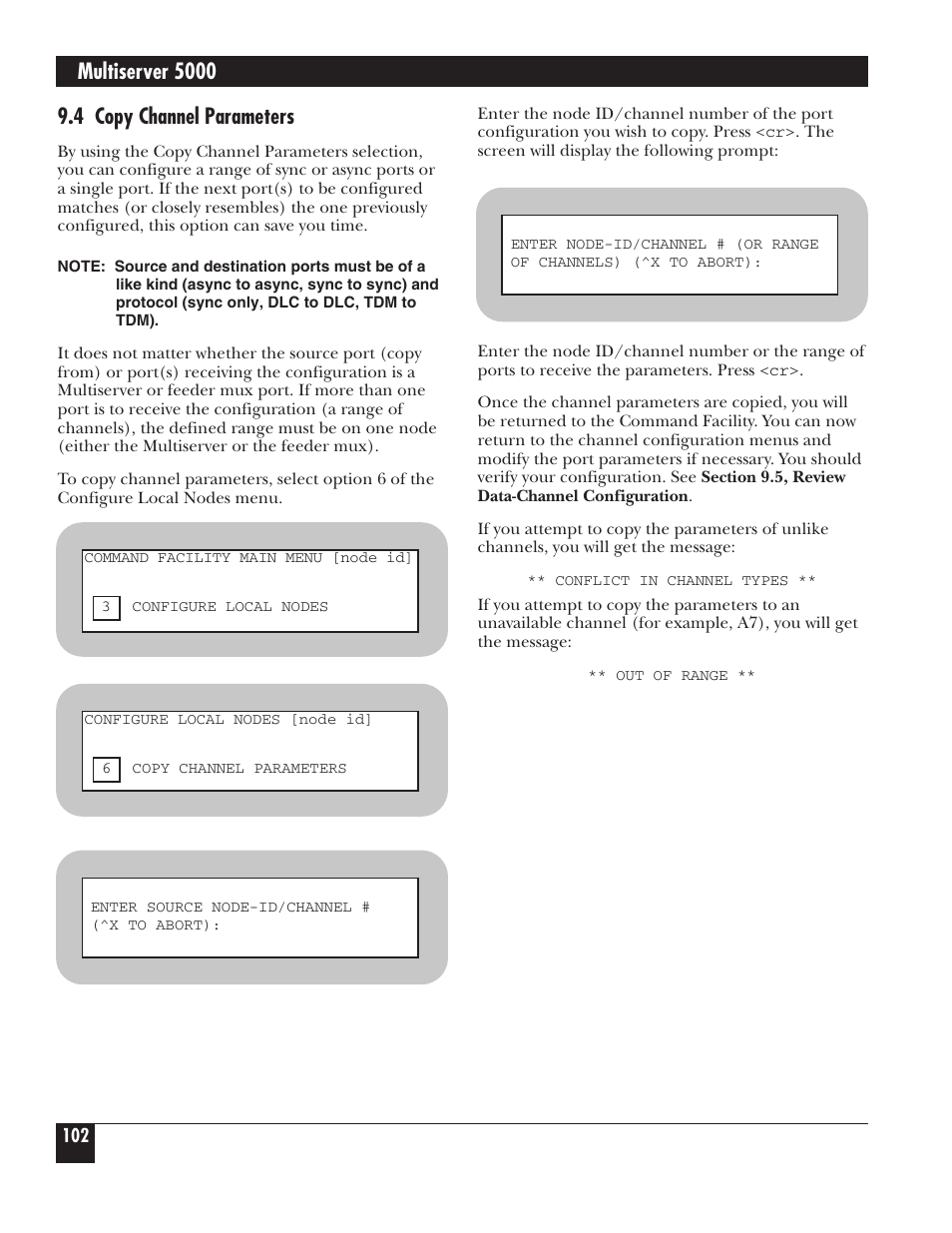 Multiserver 5000, 4 copy channel parameters | Black Box 5000 User Manual | Page 104 / 268