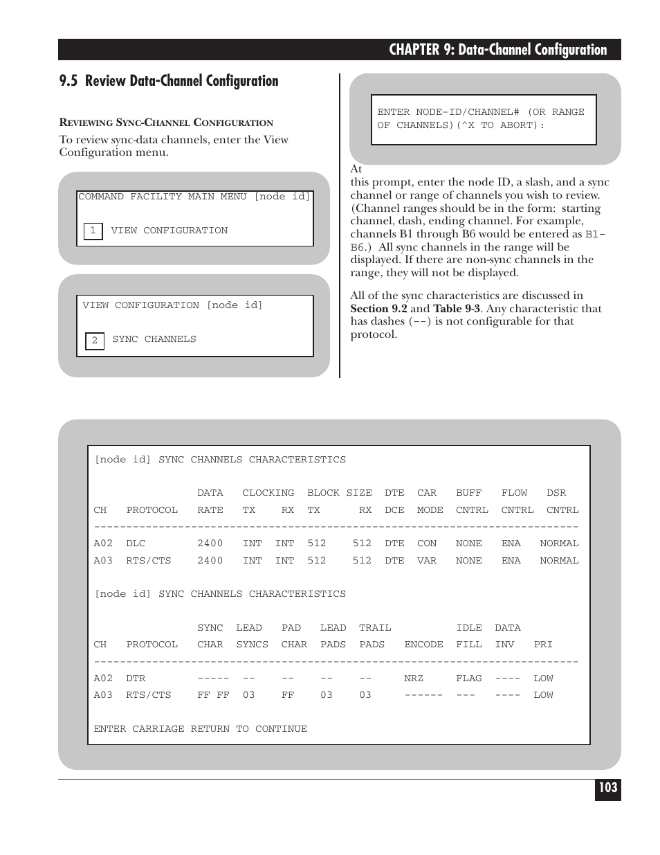 Chapter 9: data-channel configuration, 5 review data-channel configuration | Black Box 5000 User Manual | Page 105 / 268