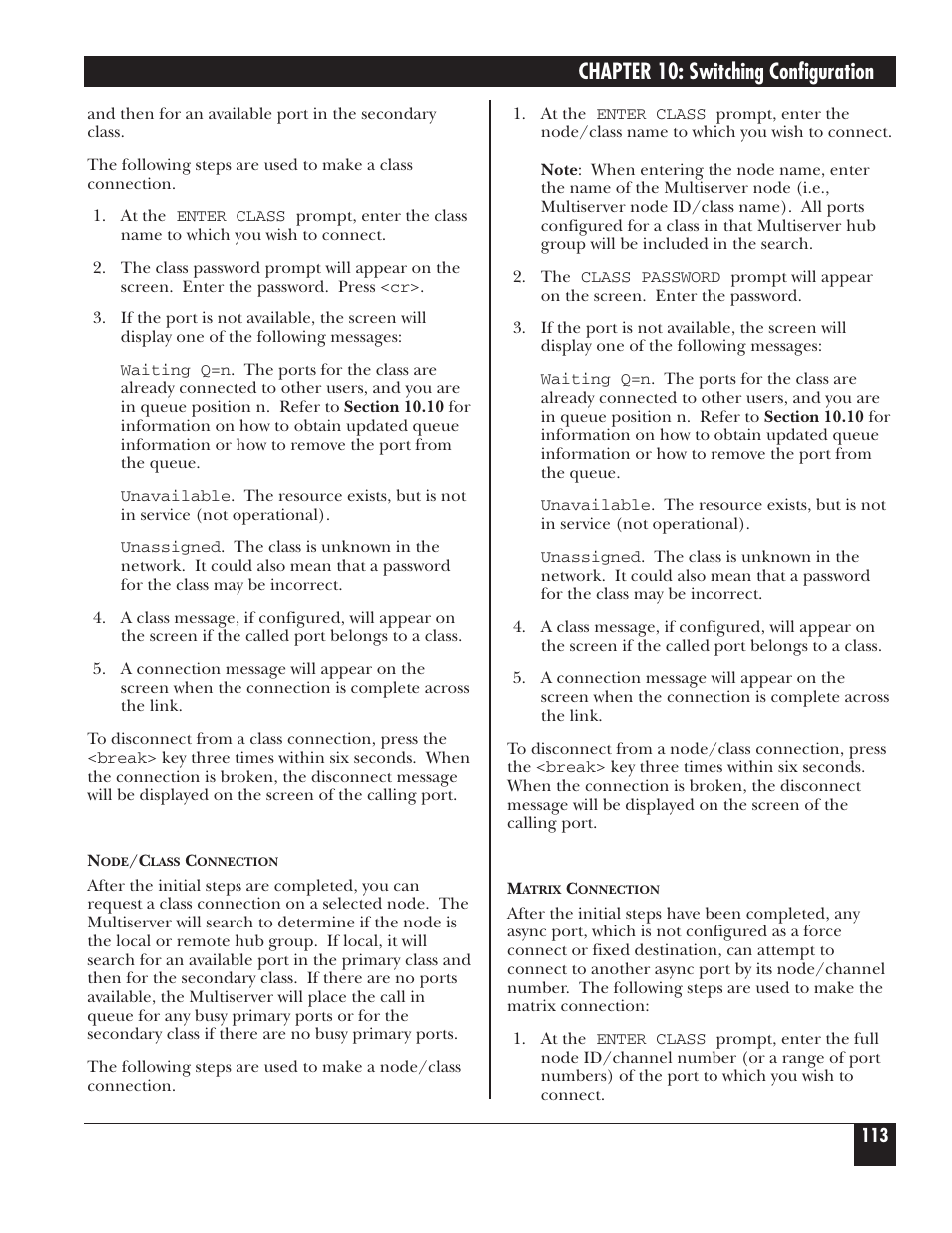 Chapter 10: switching configuration | Black Box 5000 User Manual | Page 115 / 268