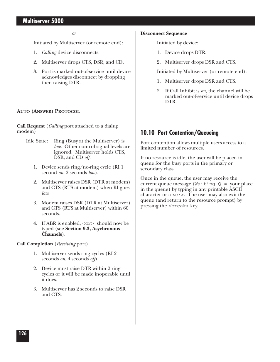 Multiserver 5000, 10 port contention/queueing | Black Box 5000 User Manual | Page 128 / 268