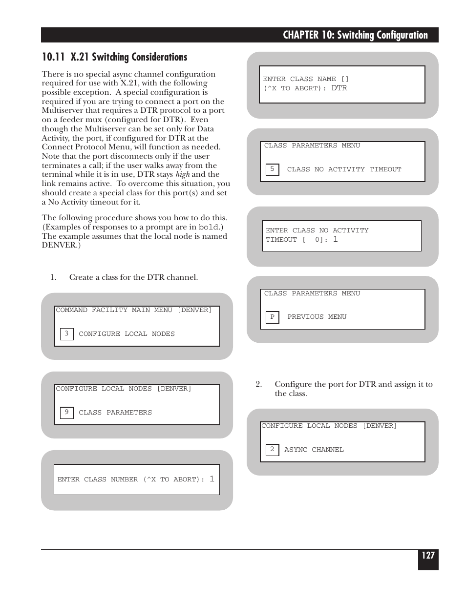Chapter 10: switching configuration, 11 x.21 switching considerations | Black Box 5000 User Manual | Page 129 / 268