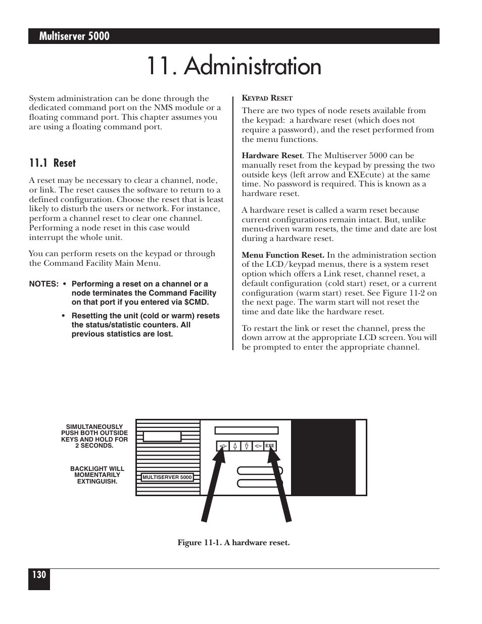 Administration, Multiserver 5000, 1 reset | Black Box 5000 User Manual | Page 132 / 268