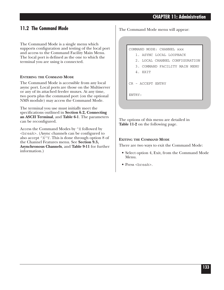 Chapter 11: administration, 2 the command mode | Black Box 5000 User Manual | Page 135 / 268