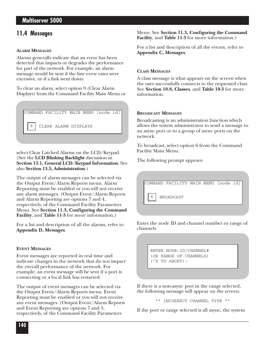 Multiserver 5000, 4 messages | Black Box 5000 User Manual | Page 142 / 268
