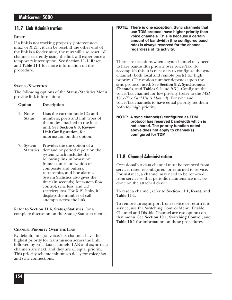 Multiserver 5000, 7 link administration, 8 channel administration | Black Box 5000 User Manual | Page 156 / 268