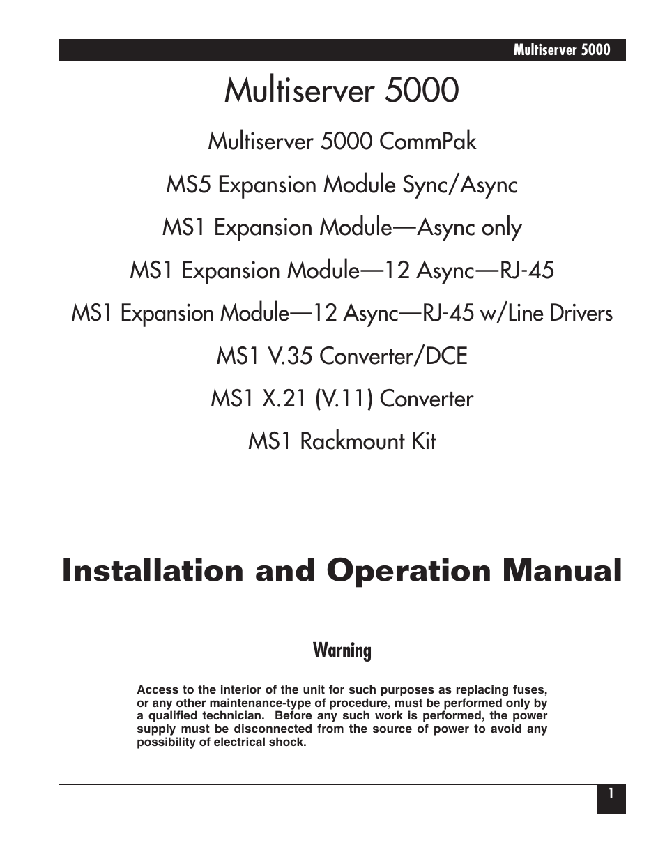 Multiserver 5000, Installation and operation manual | Black Box 5000 User Manual | Page 2 / 268