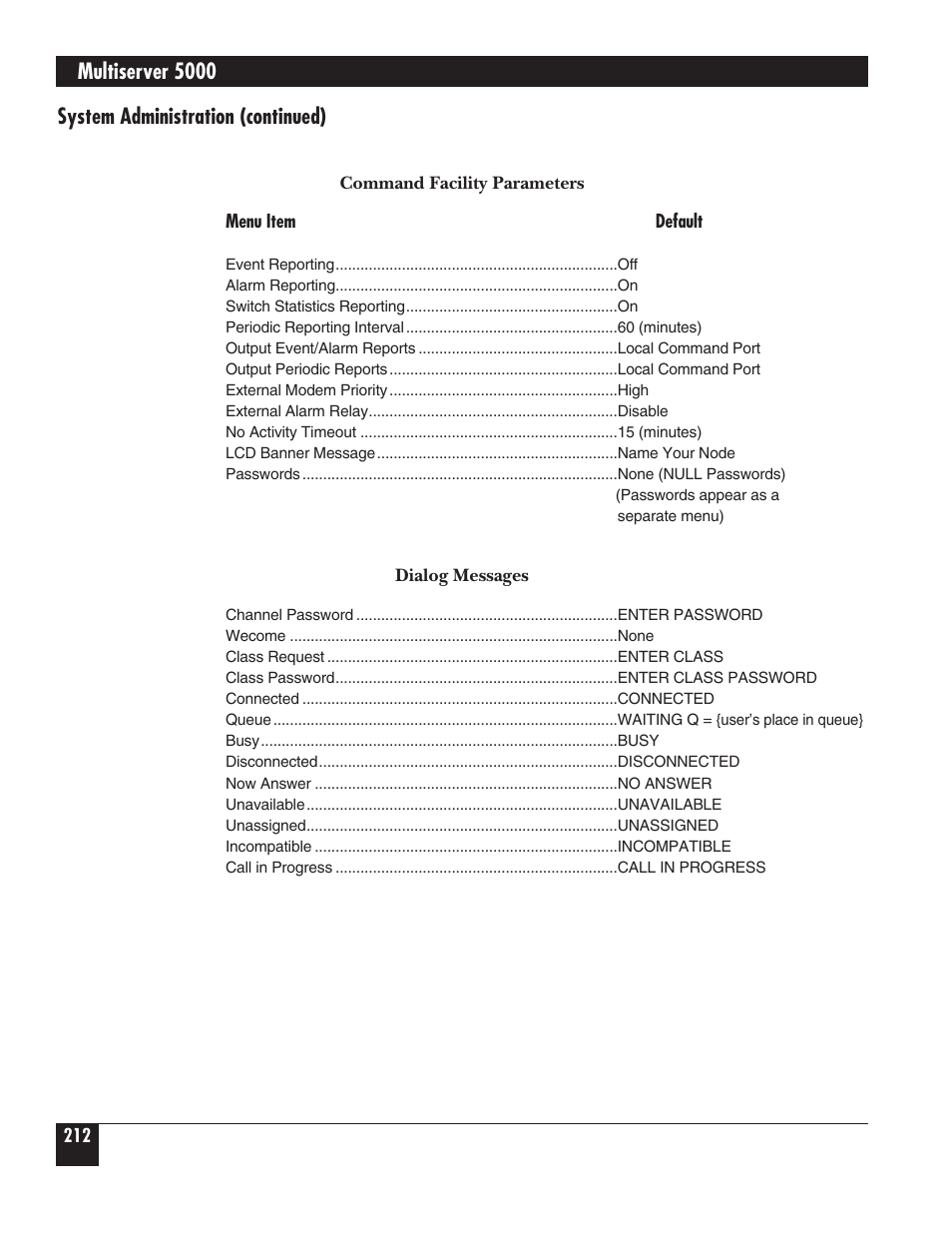 Multiserver 5000, System administration (continued) | Black Box 5000 User Manual | Page 214 / 268