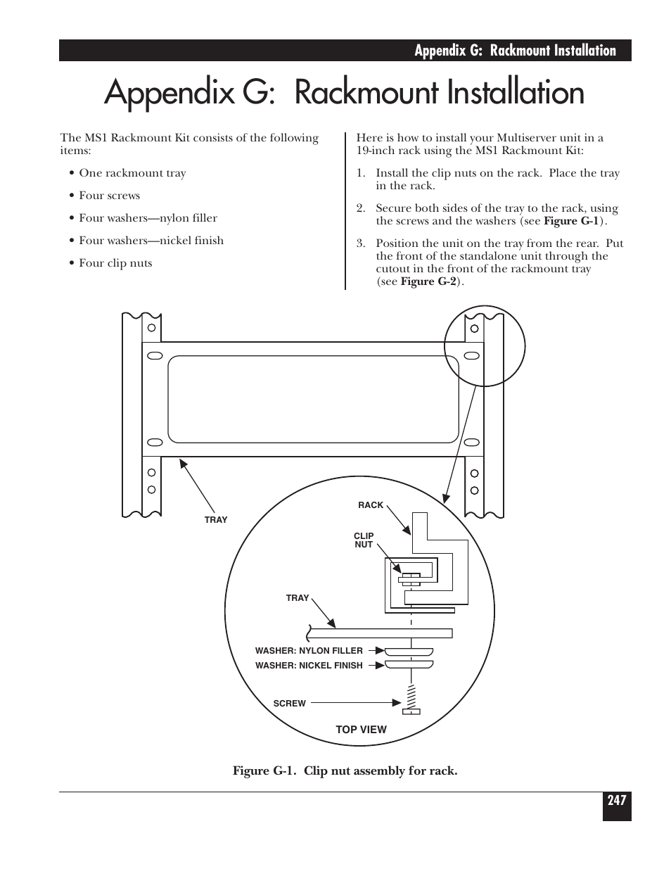 Appendix g: rackmount installation | Black Box 5000 User Manual | Page 249 / 268