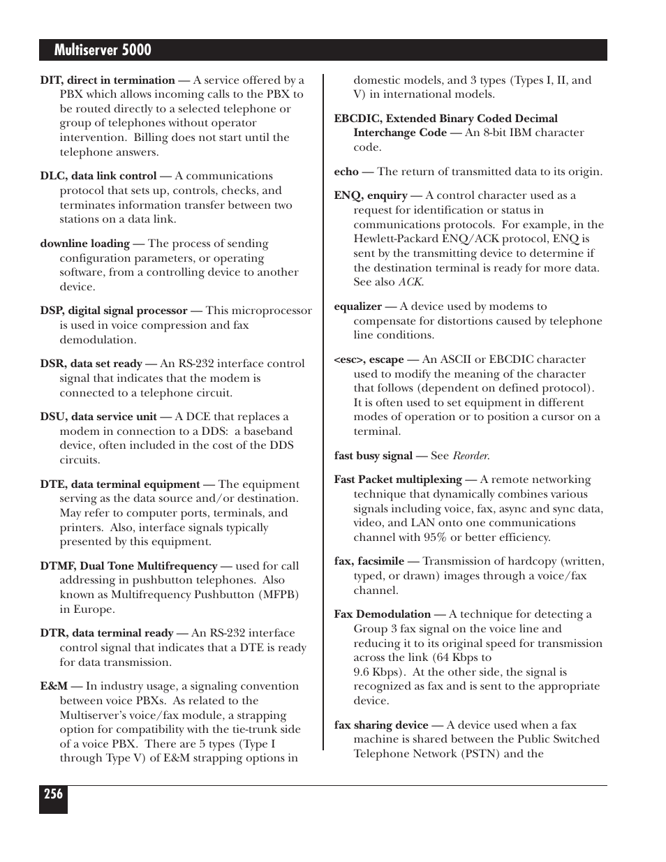 Multiserver 5000 | Black Box 5000 User Manual | Page 258 / 268