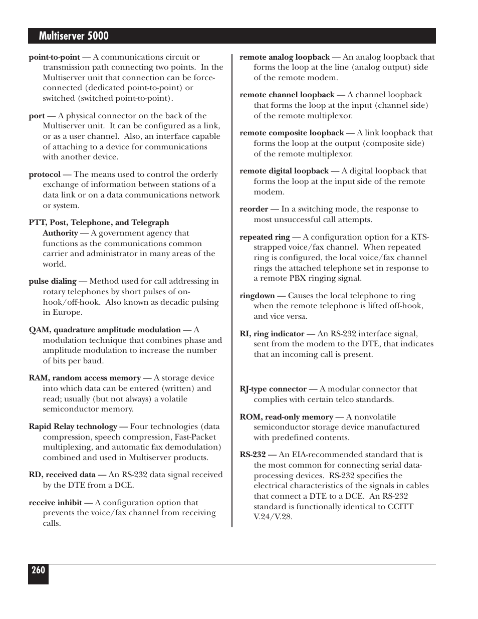 Multiserver 5000 | Black Box 5000 User Manual | Page 262 / 268