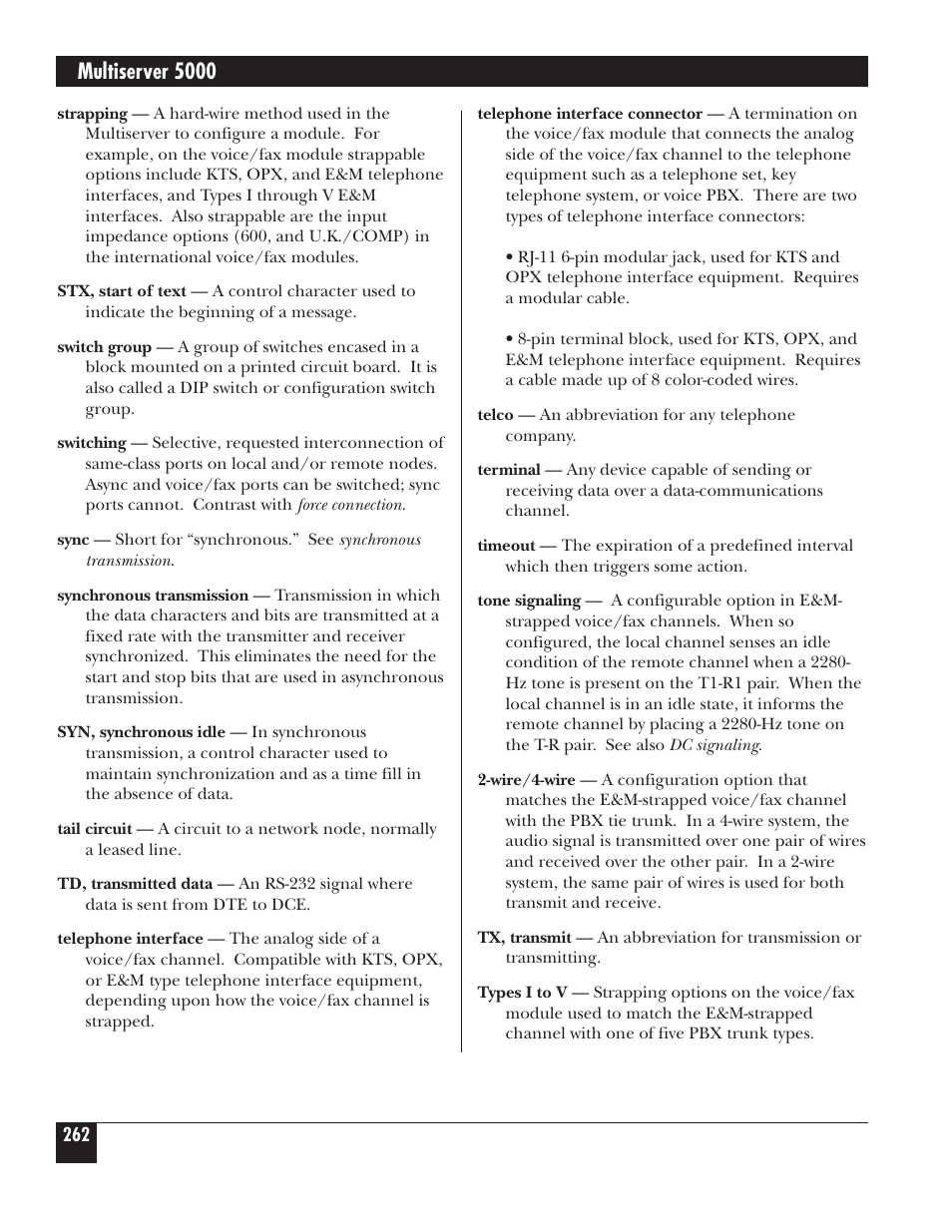 Multiserver 5000 | Black Box 5000 User Manual | Page 264 / 268