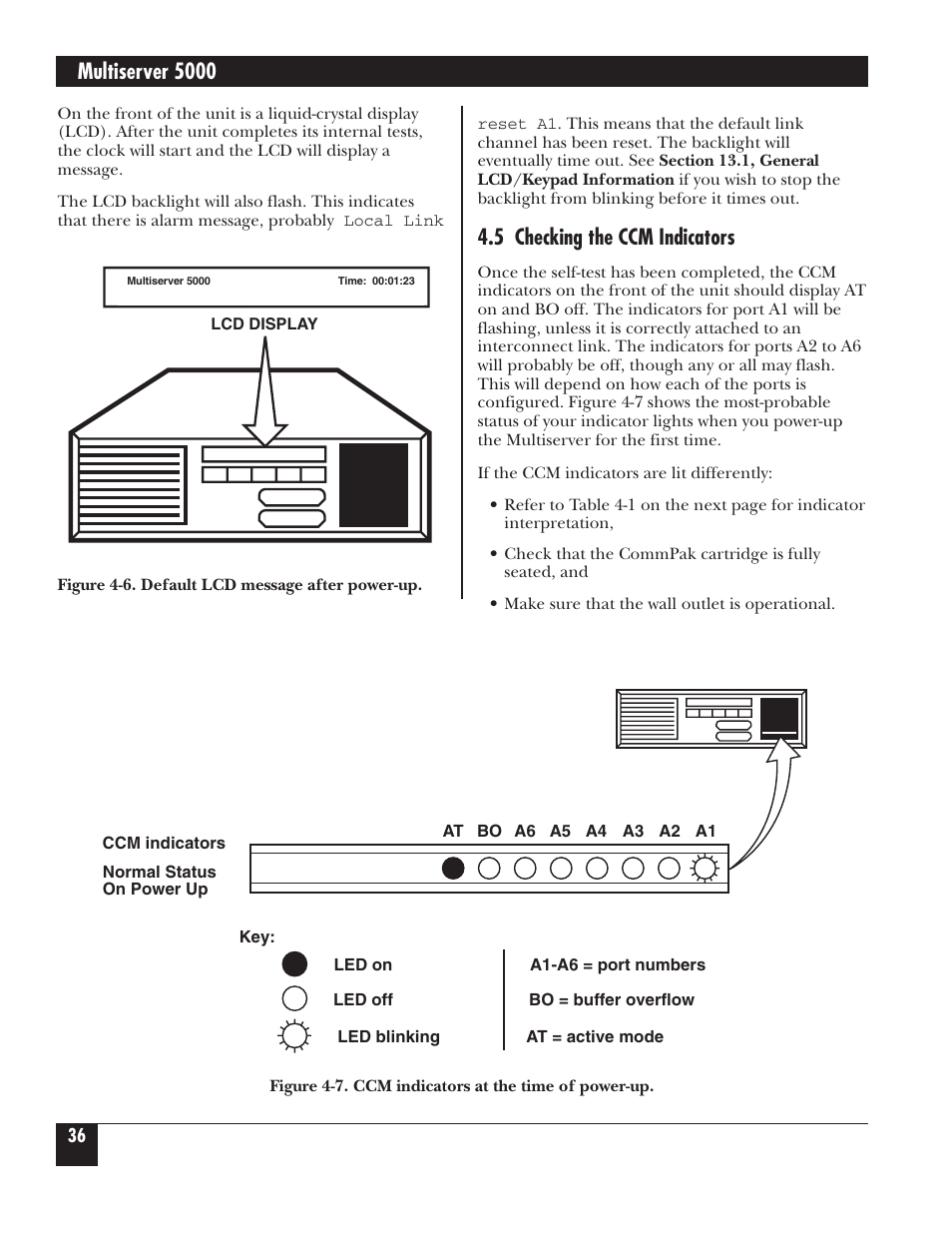 Multiserver 5000, 5 checking the ccm indicators | Black Box 5000 User Manual | Page 38 / 268