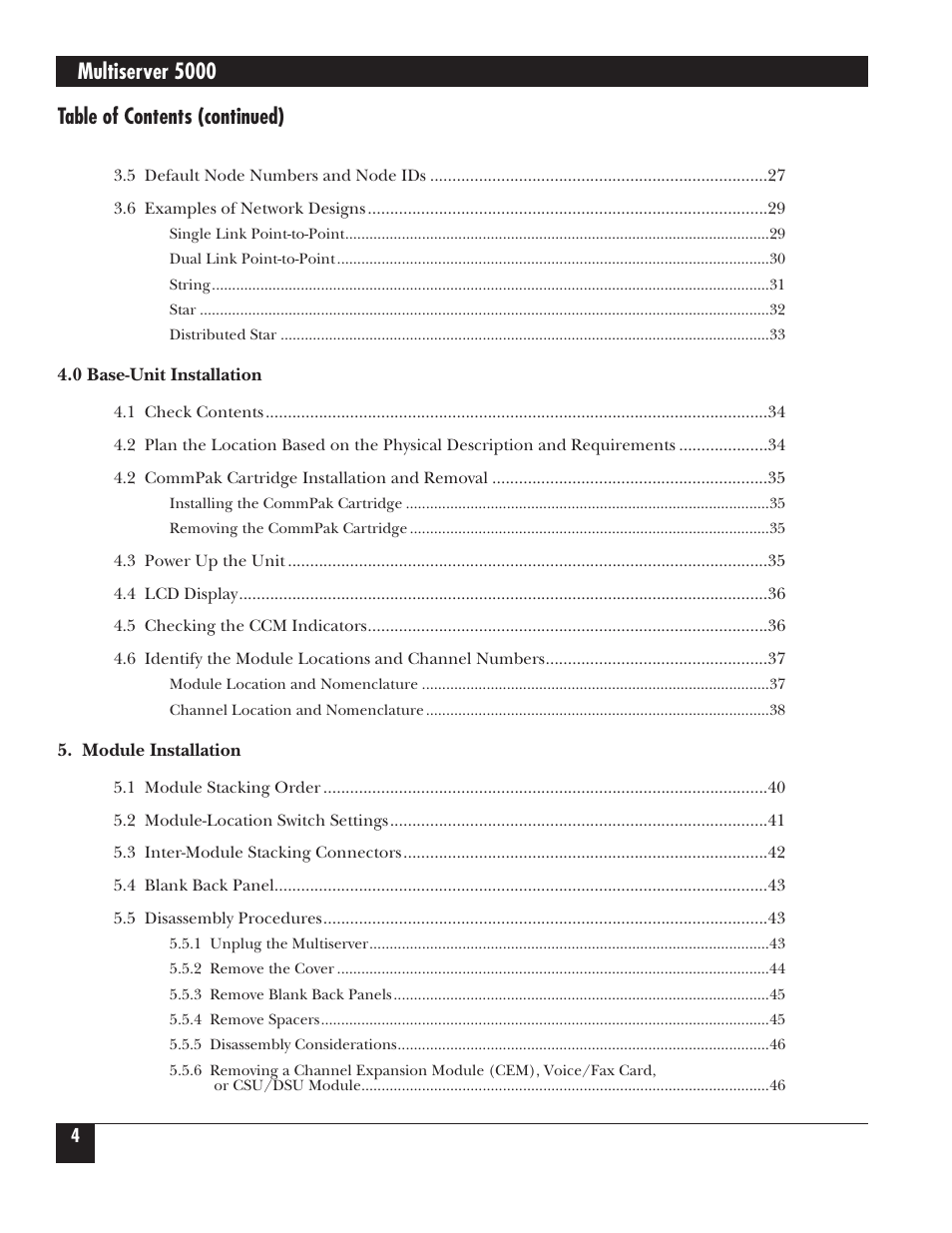 Multiserver 5000, Table of contents (continued) | Black Box 5000 User Manual | Page 5 / 268