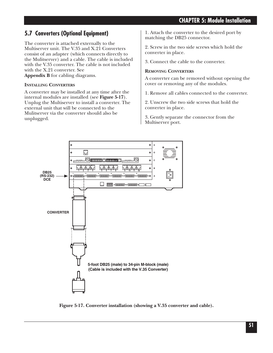 Chapter 5: module installation, 7 converters (optional equipment) | Black Box 5000 User Manual | Page 53 / 268