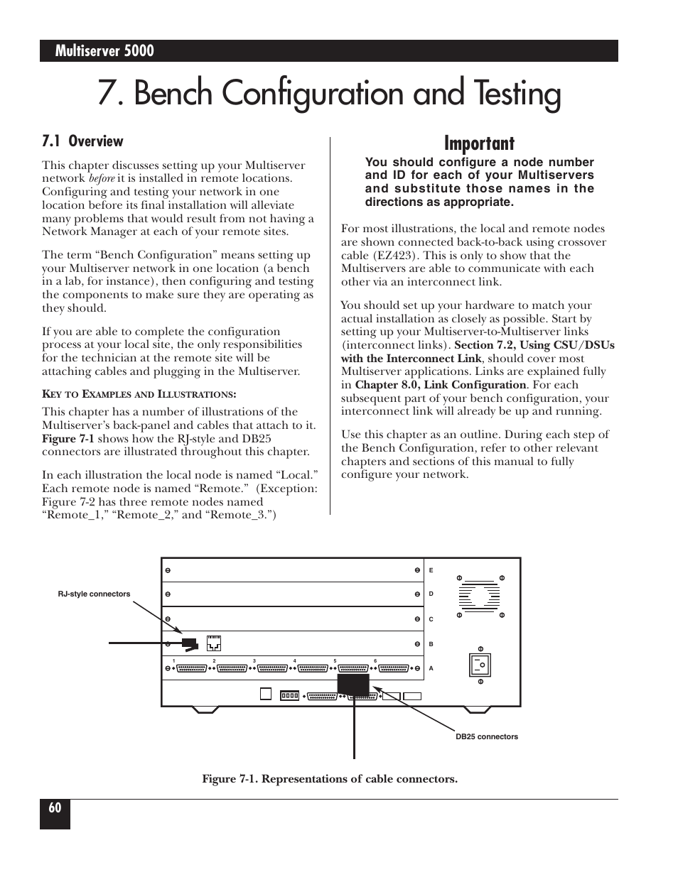 Bench configuration and testing, Important, Multiserver 5000 | 1 overview | Black Box 5000 User Manual | Page 62 / 268