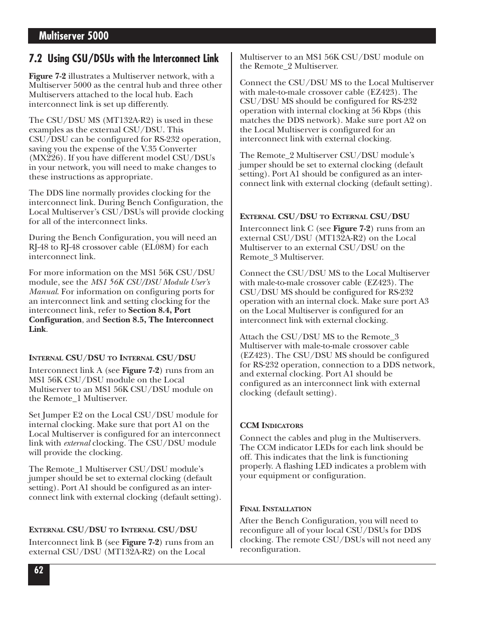 Multiserver 5000, 2 using csu/dsus with the interconnect link | Black Box 5000 User Manual | Page 64 / 268