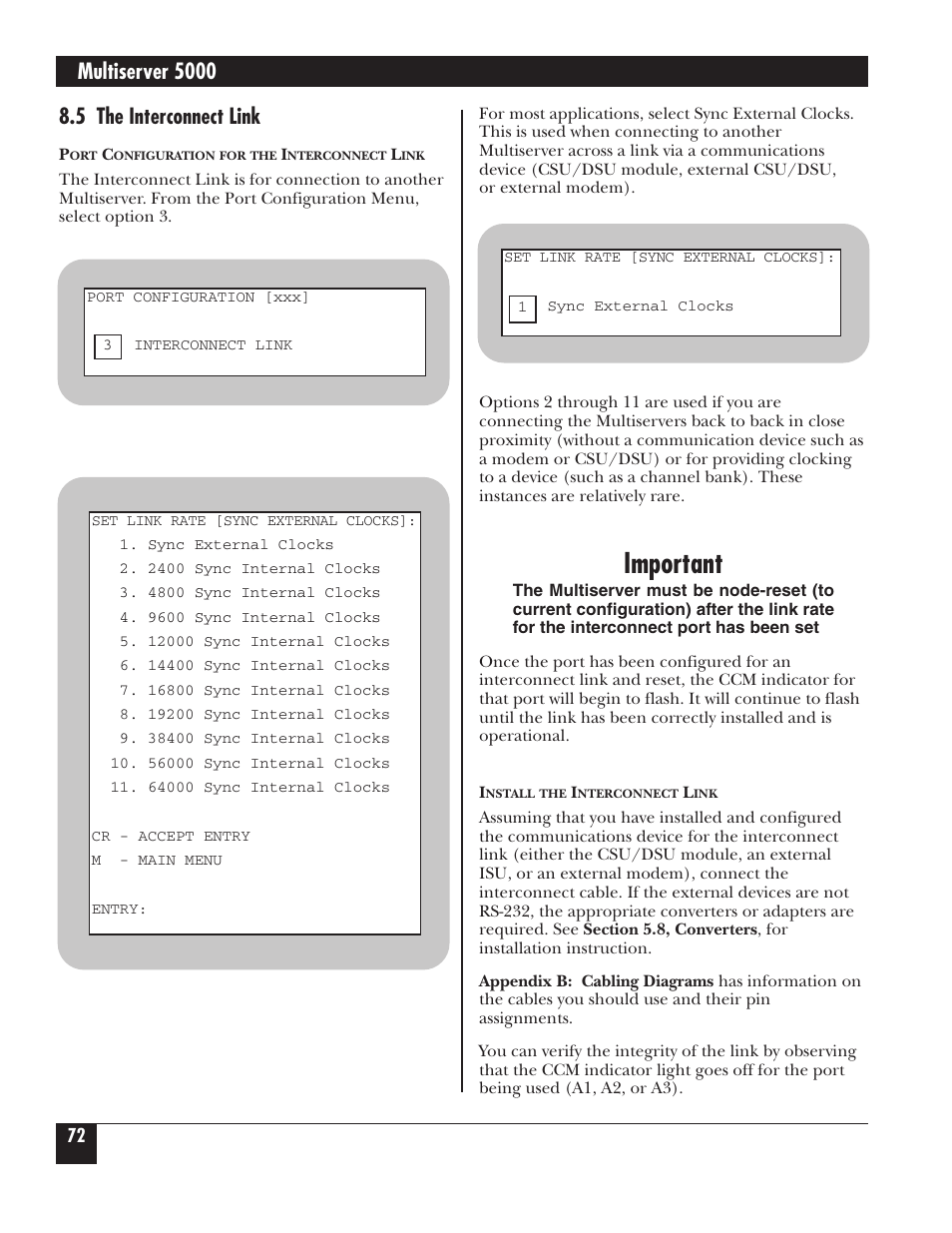 Important, Multiserver 5000, 5 the interconnect link | Black Box 5000 User Manual | Page 74 / 268