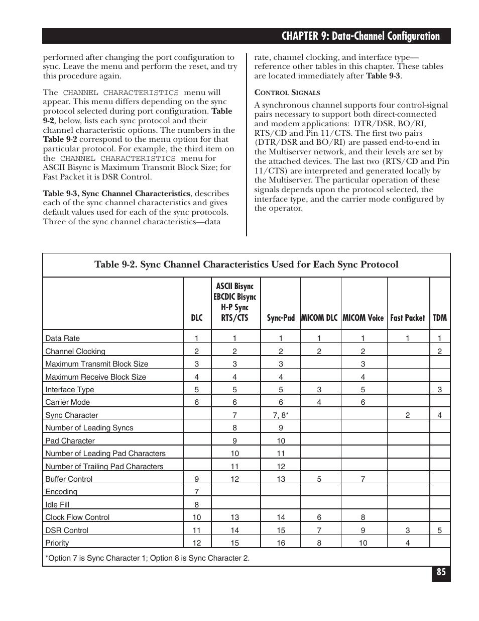 Chapter 9: data-channel configuration | Black Box 5000 User Manual | Page 87 / 268