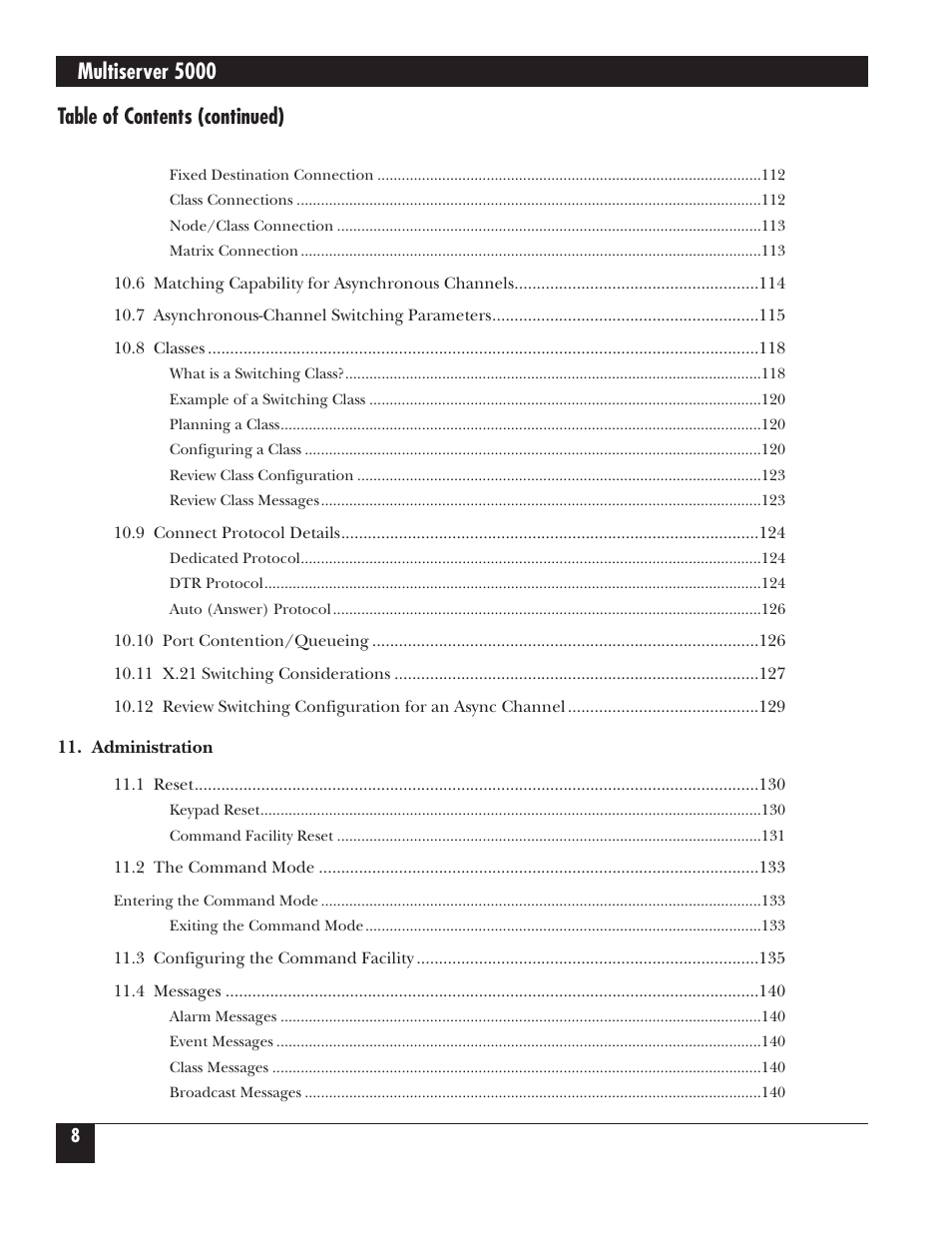 Multiserver 5000, Table of contents (continued) | Black Box 5000 User Manual | Page 9 / 268