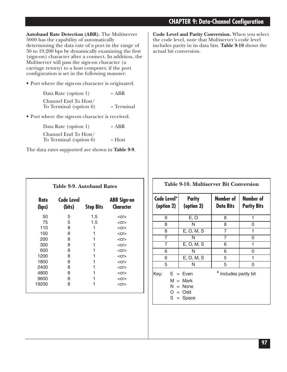 Chapter 9: data-channel configuration | Black Box 5000 User Manual | Page 99 / 268