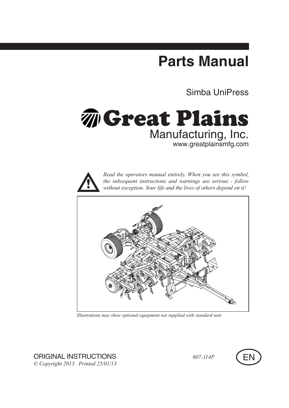 Great Plains Simba UniPress Parts Manual User Manual | 166 pages