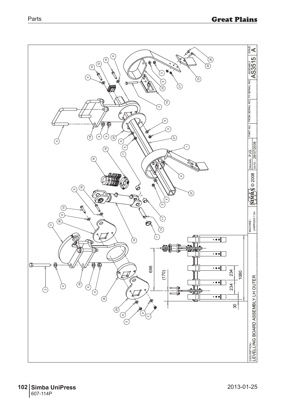 Unipress, 136 7. parts and assembly, As3 51 5 | Parts 102 simba unipress, Operating instructions, 114p, Si m b a | Great Plains Simba UniPress Parts Manual User Manual | Page 102 / 166