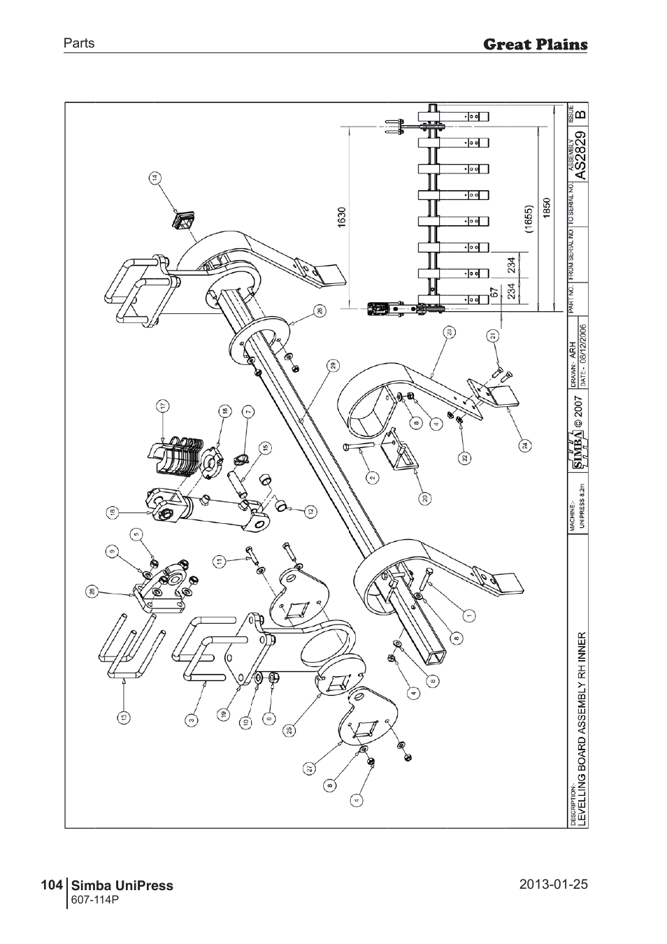 Great Plains Simba UniPress Parts Manual User Manual | Page 104 / 166