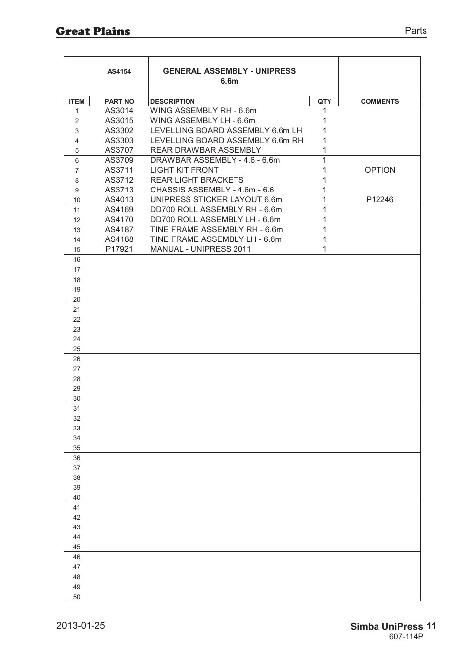 Great Plains Simba UniPress Parts Manual User Manual | Page 11 / 166