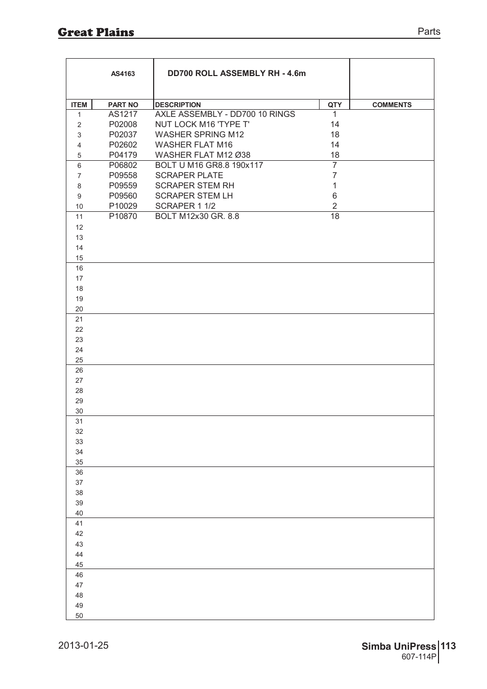 Great Plains Simba UniPress Parts Manual User Manual | Page 113 / 166