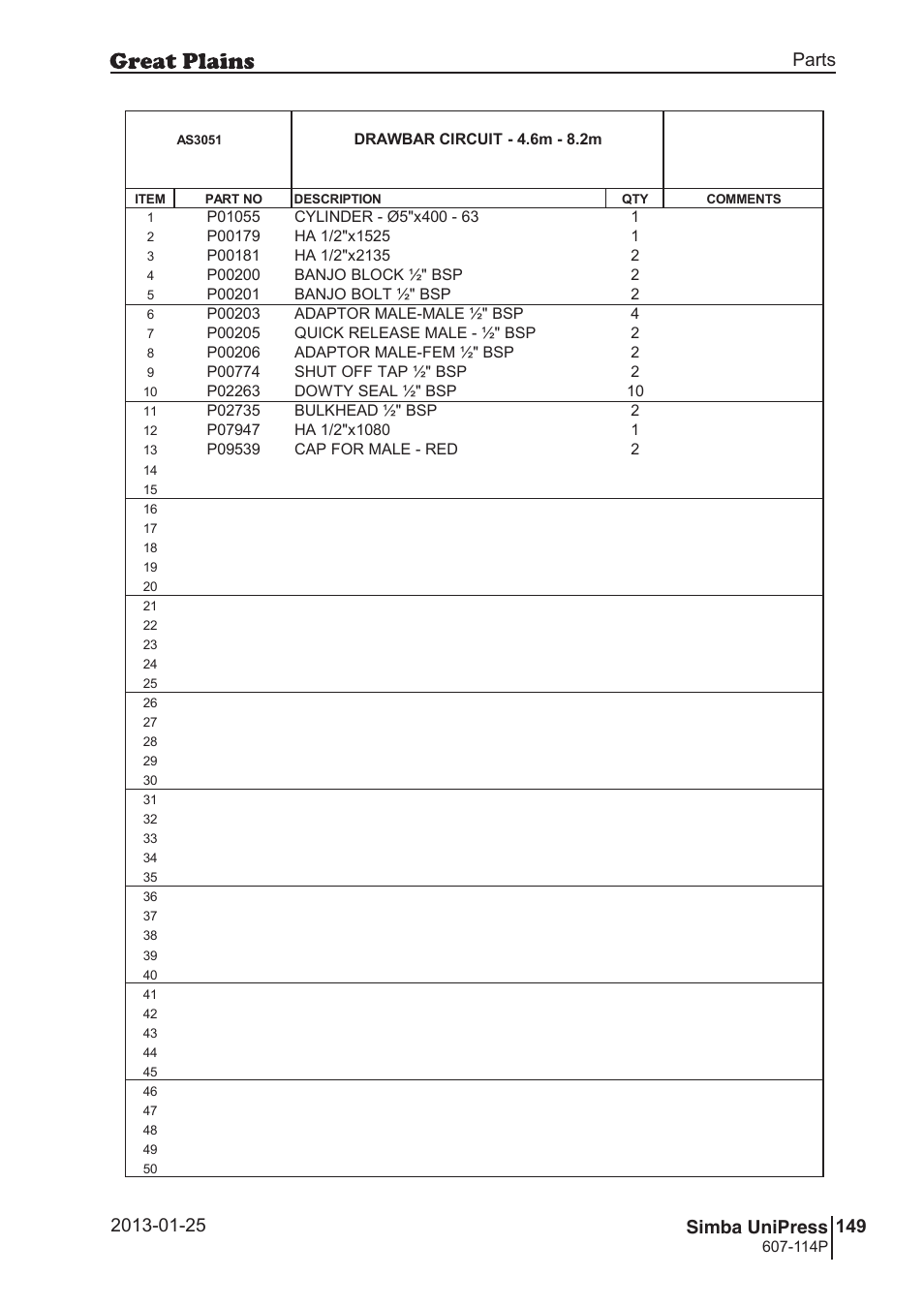 Great Plains Simba UniPress Parts Manual User Manual | Page 149 / 166