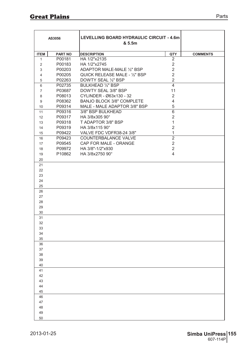 Great Plains Simba UniPress Parts Manual User Manual | Page 155 / 166