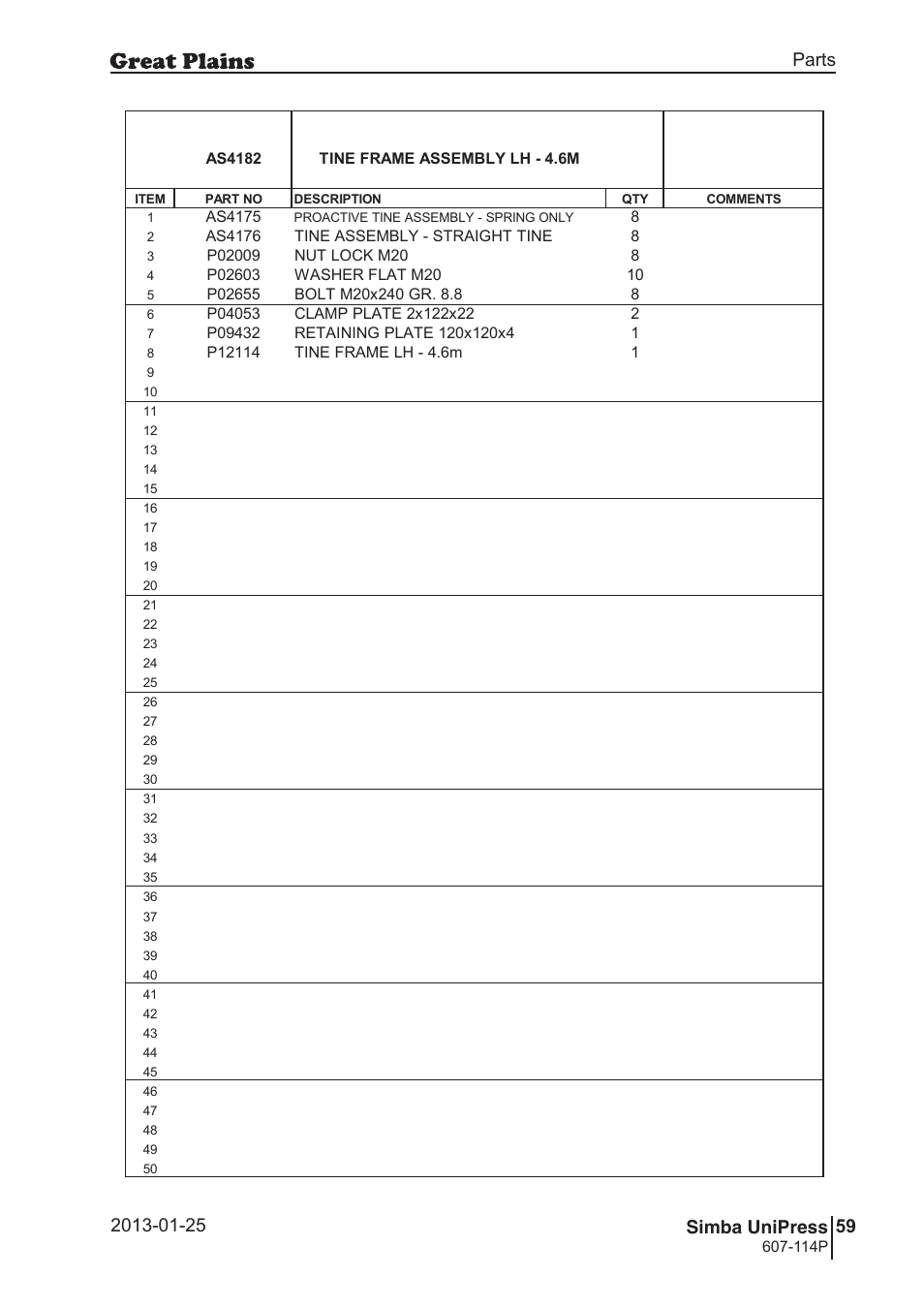 Great Plains Simba UniPress Parts Manual User Manual | Page 59 / 166